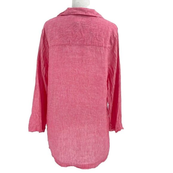 Sigrid Olsen 100% Linen Tunic Top Blouse Button Detail Lagenlook Pink sz Medium - Picture 6 of 7
